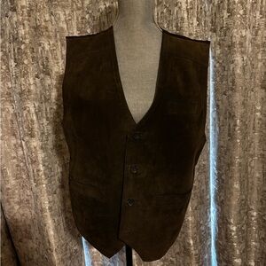Basic Editions Dark Brown Satin-Lined Vest